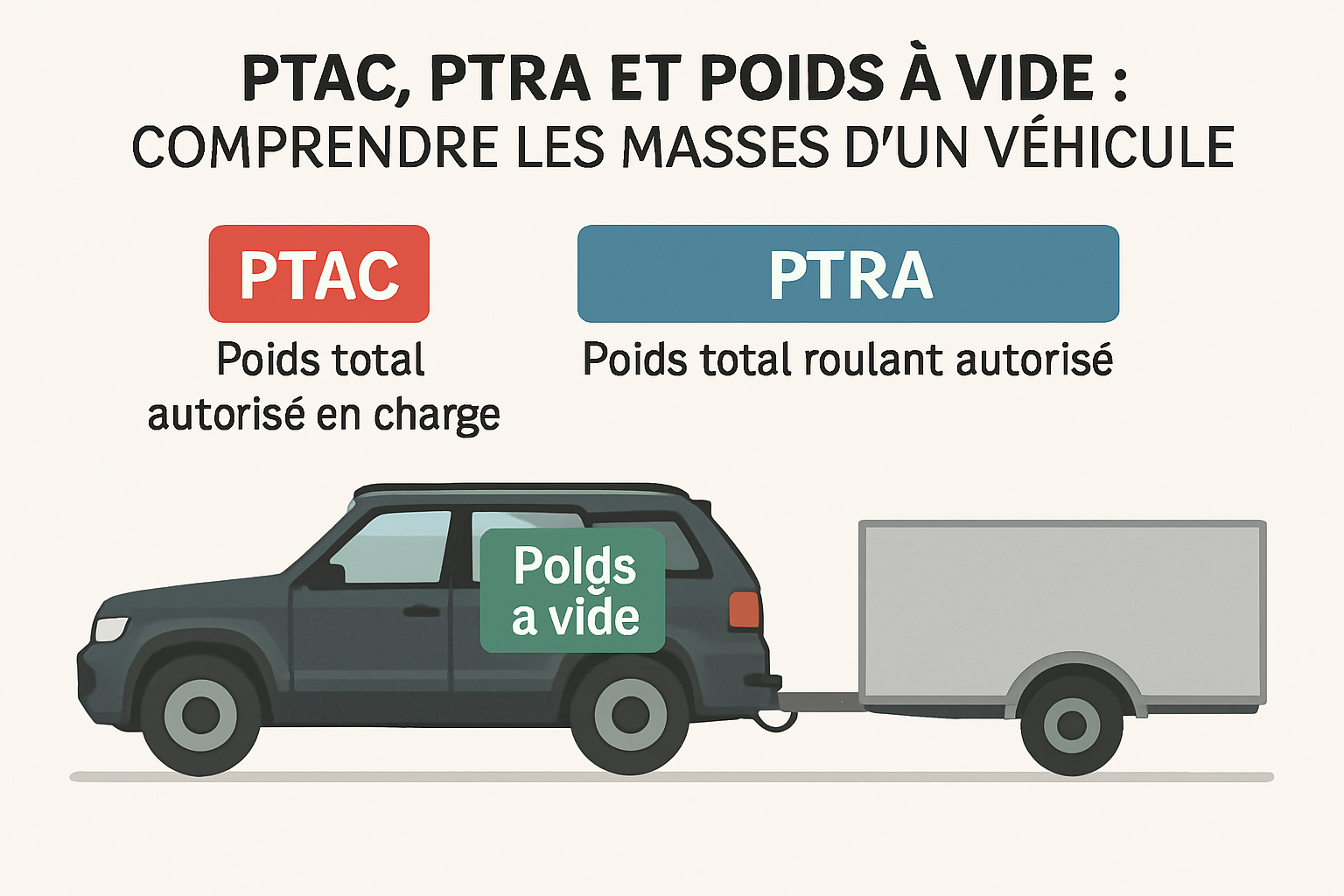 Poids à vide, PTAC et PTRA : l'exemple d'une Clio, et le champ vide