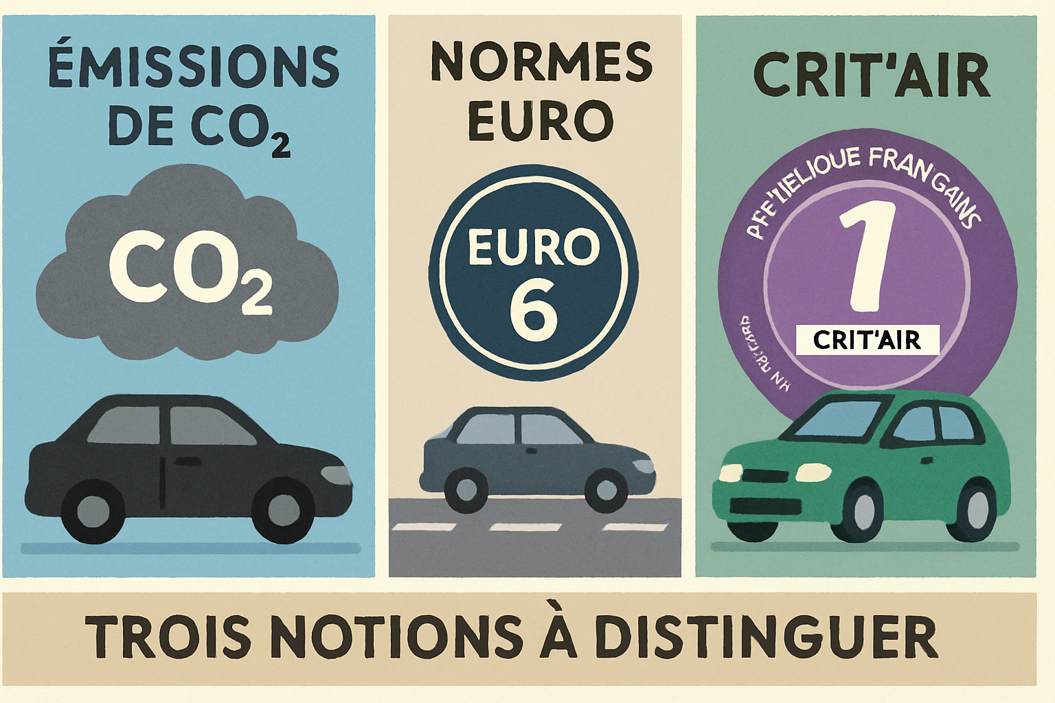CO₂, norme Euro et Crit'Air : trois informations distinctes