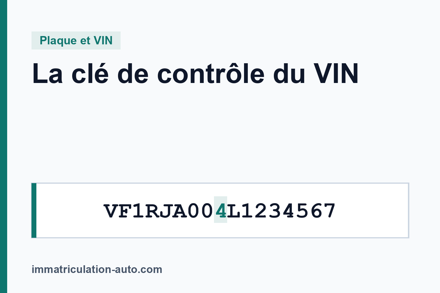 La clé de contrôle du VIN : la calculer, et savoir quand elle ne s'applique pas